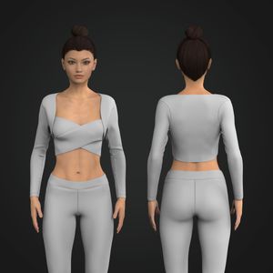Ladies Cross Over Long Sleeve Crop Top Tech Pack