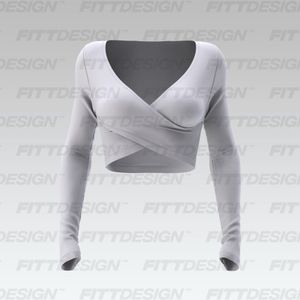 Ladies Cross Over Long Sleeve Fitted Crop Top Smart Mockup