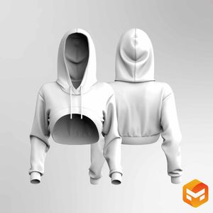 Ladies Cross Over Micro Long Sleeve Hoodie - 3D Garment