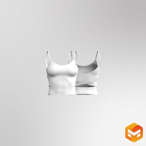 Ladies Cross Over Open Back Fitted Camisole Tank Top 3D Garment