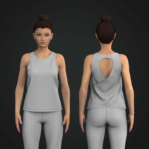 Ladies Cross Over Open Back Relaxed Tank Top Tech Pack