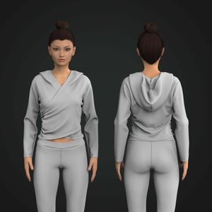 Ladies Cross Over Side Ruching Crop Hoodie Tech Pack