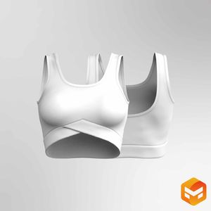 Ladies Cross Over V-Shaped Waistband Open Back Crop Top - 3D Garment