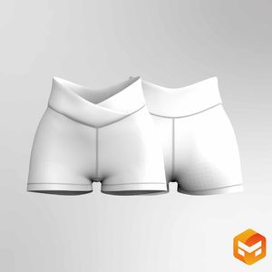 Ladies Cross Over Waistband 2.00 Inch Inseam Biker Shorts - 3D Garment