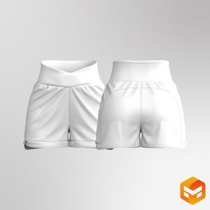 Ladies Cross Over Waistband 3.00 Inch Inseam Active Shorts - 3D Garment