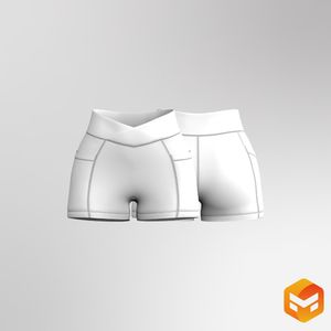 Ladies Cross Over Waistband Patch Pocket 3.00 Inch Inseam Biker Shorts 3D Garment
