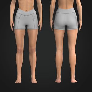 Ladies Cross Over Waistband Patch Pocket 3.00 Inch Inseam Biker Shorts Tech Pack