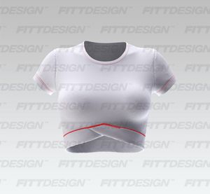 Ladies Cross Over Waistband Short Sleeve Crop Tee Smart Mockup