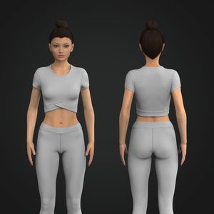 Ladies Cross Over Waistband Short Sleeve Crop Tee Tech Pack