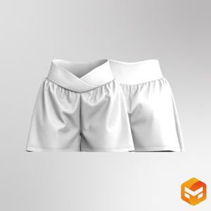 Ladies Cross Over Waistband Wide Leg 3.00 Inch Inseam Shorts - 3D Garment