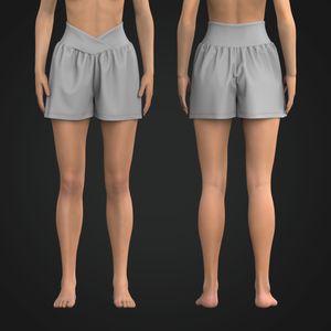 Ladies Cross Over Waistband Wide Leg 3.00 Inch Inseam Shorts