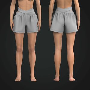 Ladies Cut Out Cross Over Waistband Relaxed Shorts Tech Pack