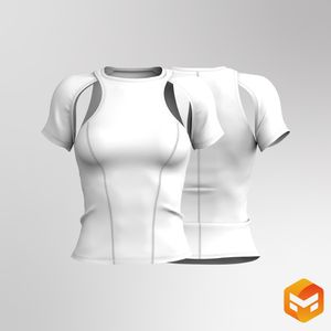 Ladies Cut Out Light Scallop Bottom Tee 3D Garment