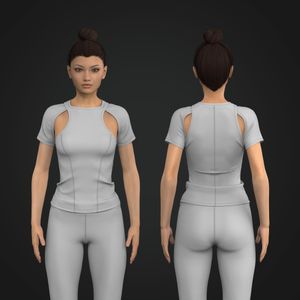 Ladies Cut Out Light Scallop Bottom Tee Tech Pack