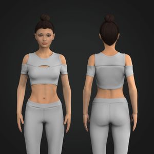 Ladies Cut Out Short Sleeve Fitted Crop Tee Tech Pack