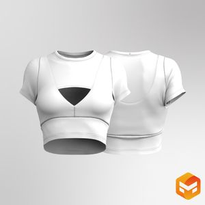 Ladies Cut Out Short Sleeve Mesh Sports Bra 3D Garment