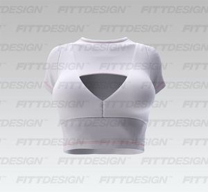 Ladies Cut Out Short Sleeve Mesh Sports Bra Smart Mockup