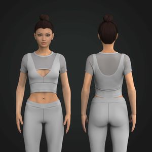 Ladies Cut Out Short Sleeve Mesh Sports Bra Tech Pack