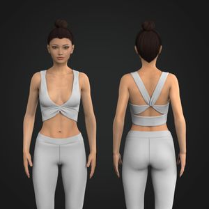 Ladies Deep V-Shaped Neckline Front Ruching Sports Bra Tech Pack