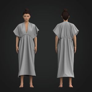 Ladies Deep V-Shaped Neckline Midi Cover Up Dress Tech Pack