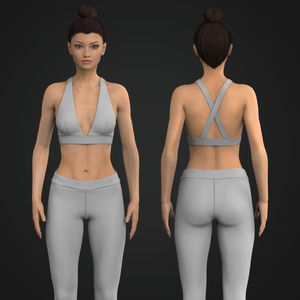 Ladies Deep V-Shaped Neckline Sports Bra