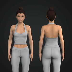 Ladies Diamond Halter Neckline Crop Top Tech Pack