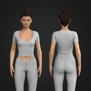 Ladies Diamond Neckline Fitted Crop Tee Tech Pack