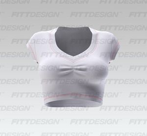 Ladies Diamond Neckline Front Ruching Cap Sleeve Crop Top Smart Mockup