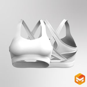 Ladies Diamond Neckline Overlapping Back Cut Out Sports Bra 3D Garment