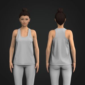 Ladies Diamond Neckline Relaxed Racer Back Tank Top Tech Pack