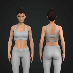 Ladies Diamond Neckline Ribbed Sports Bra Tech Pack