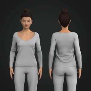 Ladies Diamond Neckline Set In Long Sleeve Tee Tech Pack