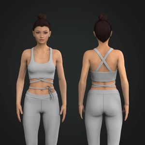 Ladies Diamond Shaped Neckline Criss Cross Side Tie Crop Top Tech Pack