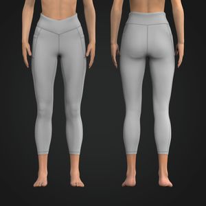 Ladies Double Front V-Shaped Waistband 25.00 Inch Inseam Side Patch Pocket Leggings
