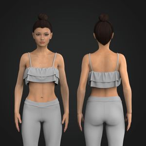 Ladies Double Layered Ruffled Crop Top Tech Pack