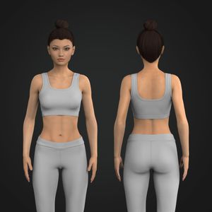 Ladies Double Squared Off Neckline Sports Bra Tech Pack