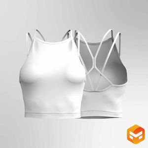 Ladies Double Strap Cross Back Crop Tank Top - 3D Garment
