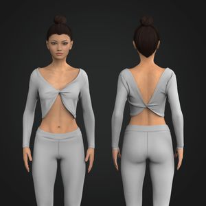 Ladies Double Twist Long Sleeve Crop Top Tech Pack
