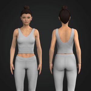 Ladies Double V-Shaped Neckline Crop Top Tech Pack