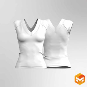 Ladies Double V-Shaped Neckline Fitted Tee - 3D Garment