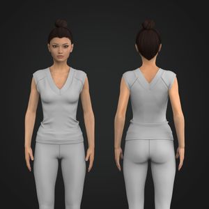 Ladies Double V-Shaped Neckline Fitted Tee Tech Pack