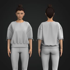 Ladies Drop Shoulder Adjustable Sleeves Banded Tee Tech Pack