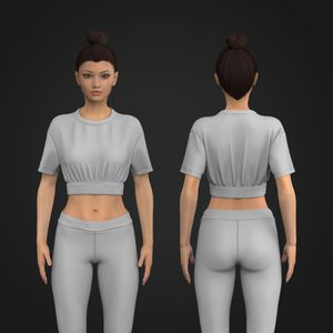 Ladies Drop Shoulder Cuffed Bottom Relaxed Crop Tee Tech Pack