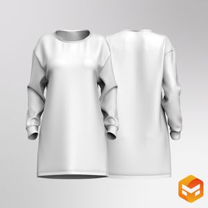 Ladies Drop Shoulder Cuffed Long Sleeve Elongated Tee - 3D Garment
