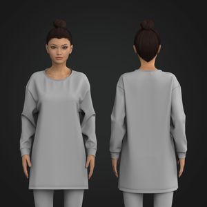Ladies Drop Shoulder Cuffed Long Sleeve Elongated Tee Tech Pack