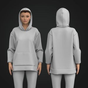 Ladies Drop Shoulder High Split Hem Relaxed Hoodie Tech Pack
