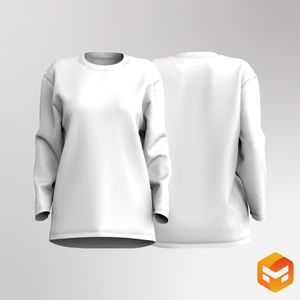 Ladies Drop Shoulder Long Sleeve Oversized Tee 3D Garment