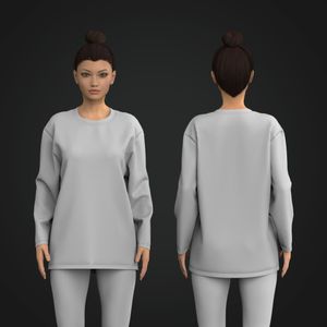 Ladies Drop Shoulder Long Sleeve Oversized Tee Tech Pack