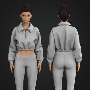 Ladies Drop Shoulder Long Sleeve Quarter Zip Up Cadet Collar Sweater