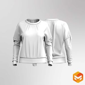 Ladies Drop Shoulder Long Sleeve Relaxed Mesh Tee 3D Garment